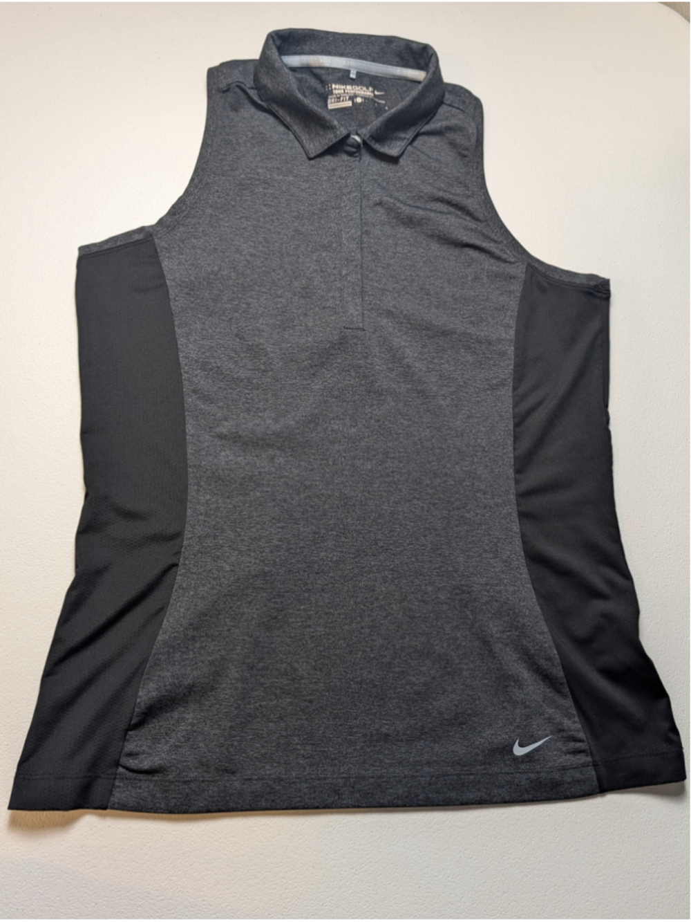 Nike Golf Tour Performance Dri-Fit Women's Gray and Black Sleeveless Polo Size L